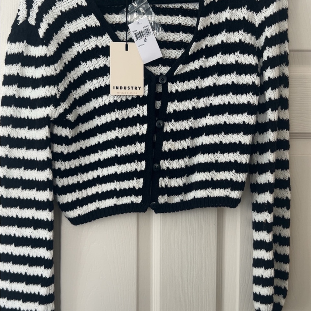 NWT industry Black and White Striped Women's Sweater size small